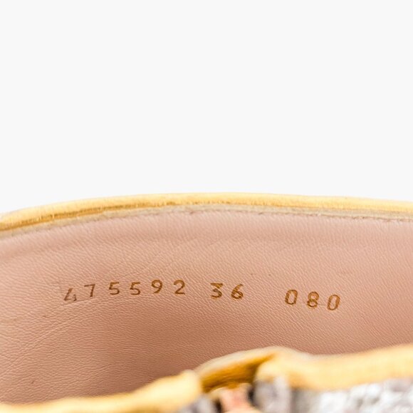 Gucci Soko Platform Ankle Boots EU 36 US 6 Silver Glitter GG Pearl Bee Heel - Picture 10 of 15